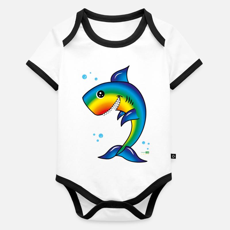 shark Organic Baby Contrasting Bodysuit