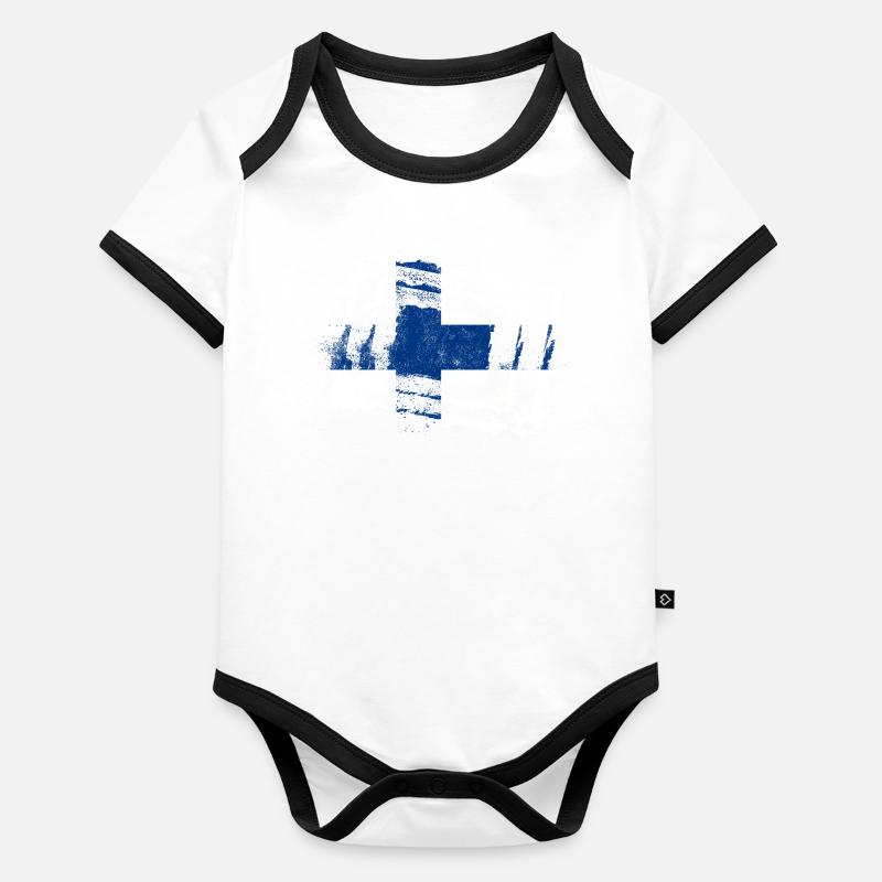 Drapeau de la Finlande Body Bébé bio contrasté manches courtes
