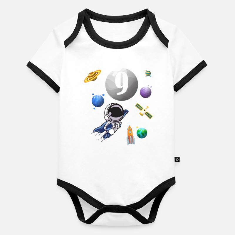 9 ans de l’astronaute Espace spatial Body Bébé bio contrasté manches courtes