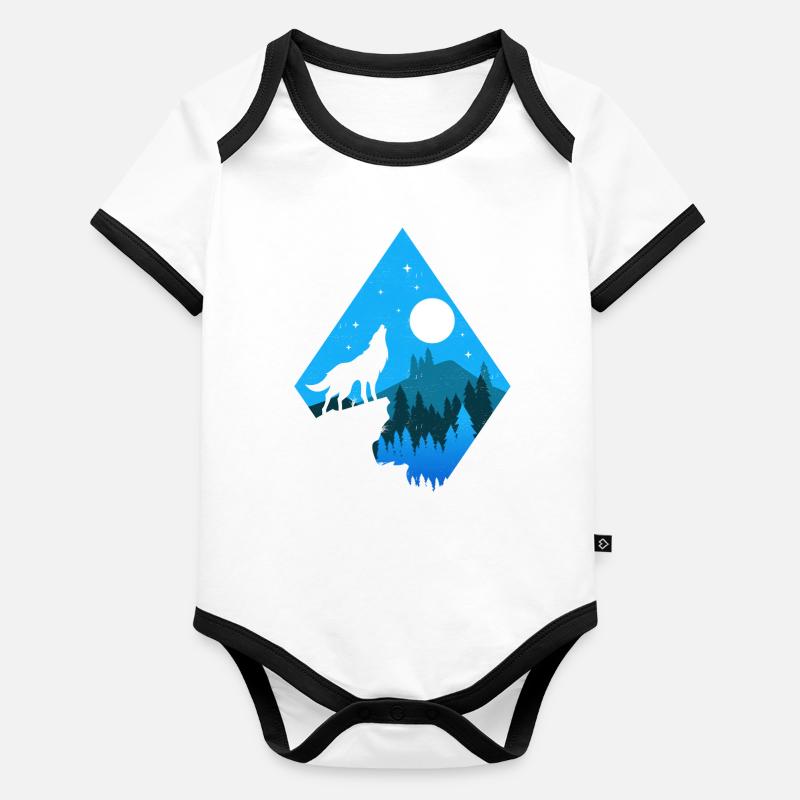 Idée cadeau Wolves Wolf Body Bébé bio contrasté manches courtes