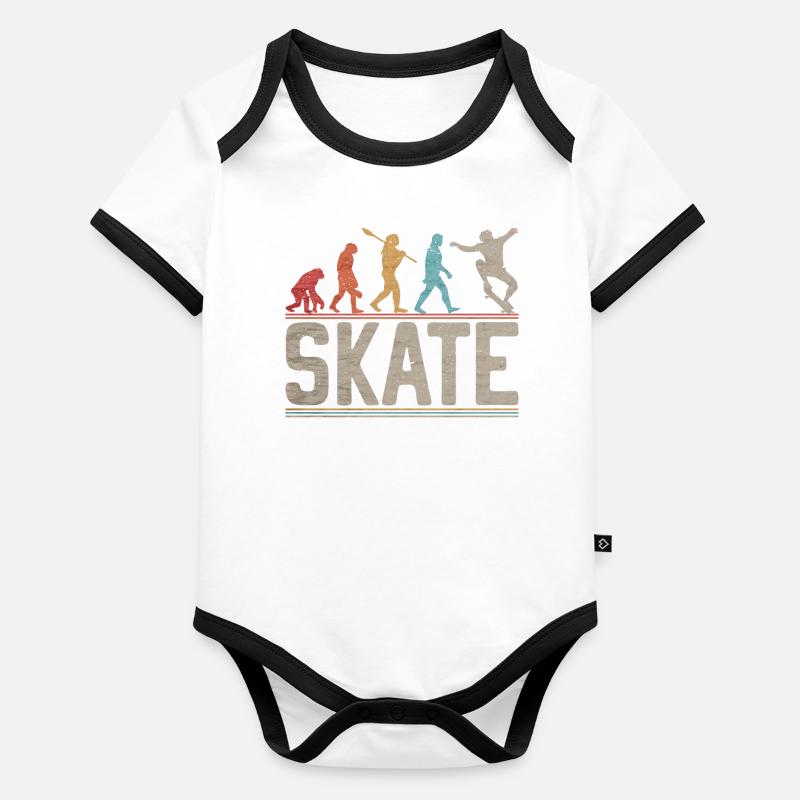 Skateboarder Evolution Skater Skateboard et Skate Body Bébé bio contrasté manches courtes