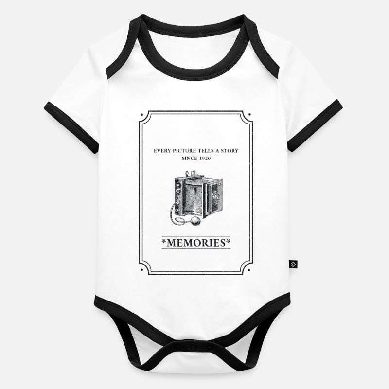 Retro Camera Organic Baby Contrasting Bodysuit
