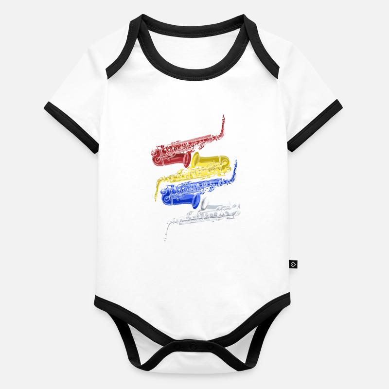Saxophon Jazz Baby Bio-Kurzarm-Kontrastbody
