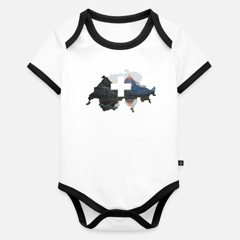 Schweiz Baby Bio-Kurzarm-Kontrastbody