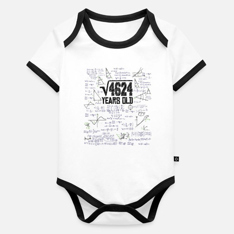 Racine carrée de 4624 Math Nerd 68e anniversaire Body Bébé bio contrasté manches courtes