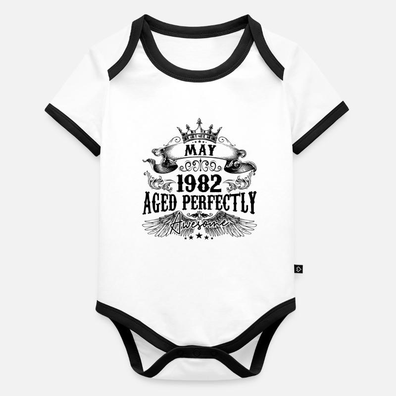1982 | May Aged Perfectly 1982 Geburtstagsgeschenk Baby Bio-Kurzarm-Kontrastbody