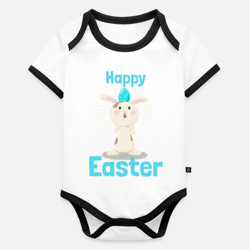 Happy Easter Baby Bio-Kurzarm-Kontrastbody