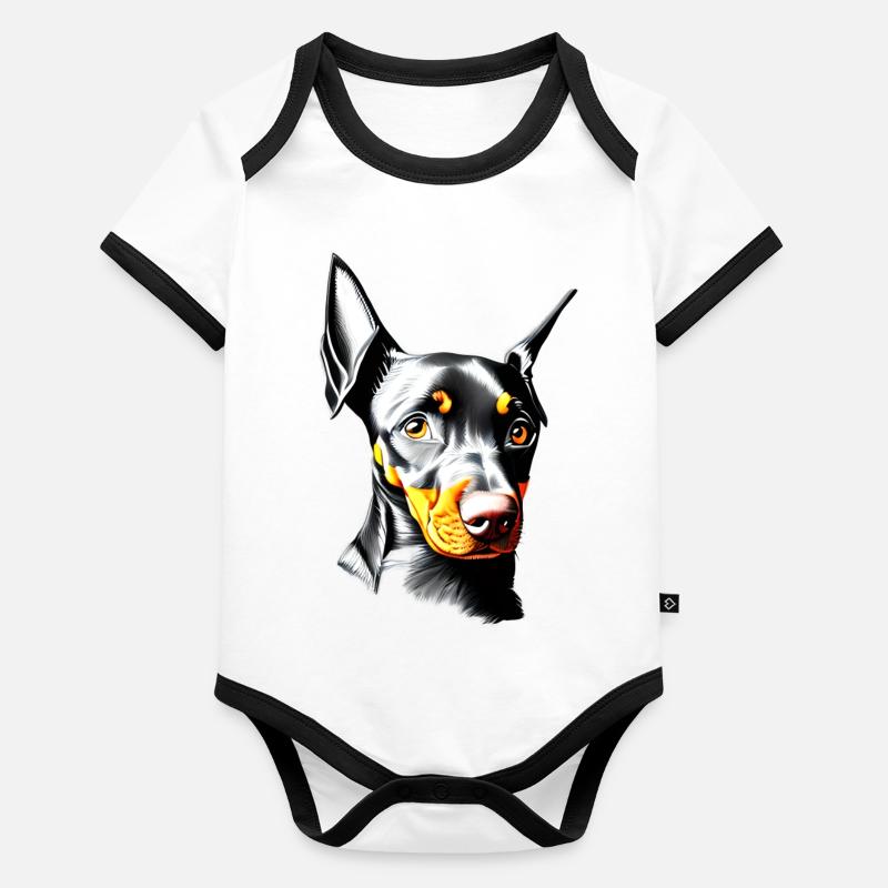 Dobermann Dobermannwelpe Hund Dobermanntrainer Baby Bio-Kurzarm-Kontrastbody