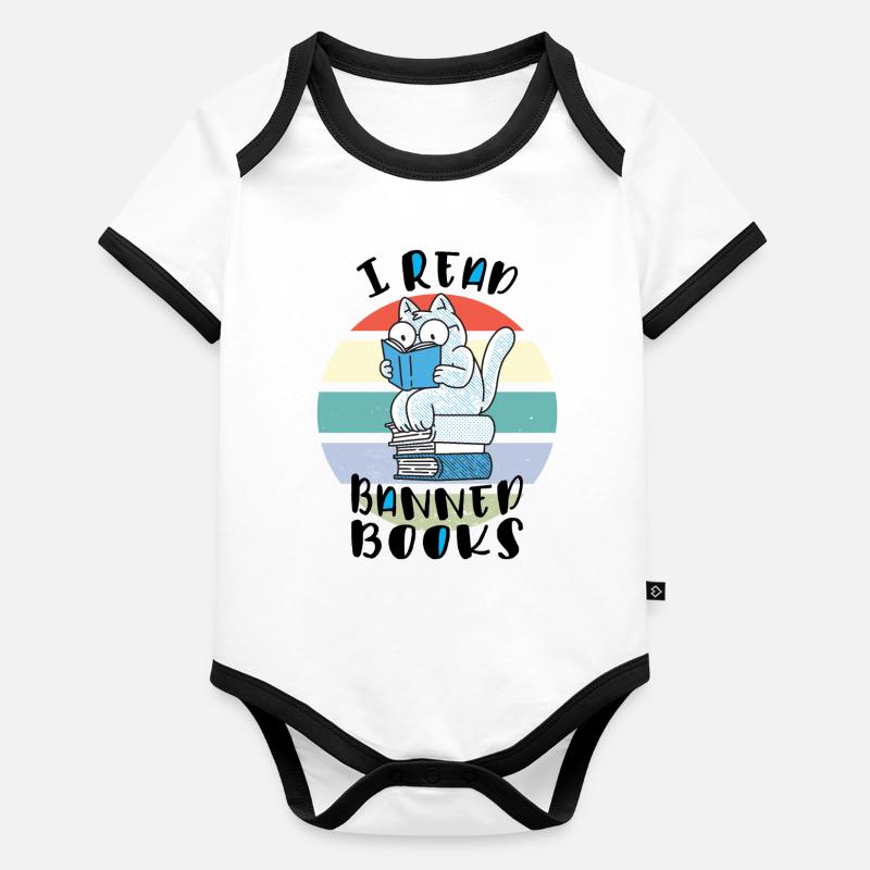 I read banned books Cat Organic Baby Contrasting Bodysuit