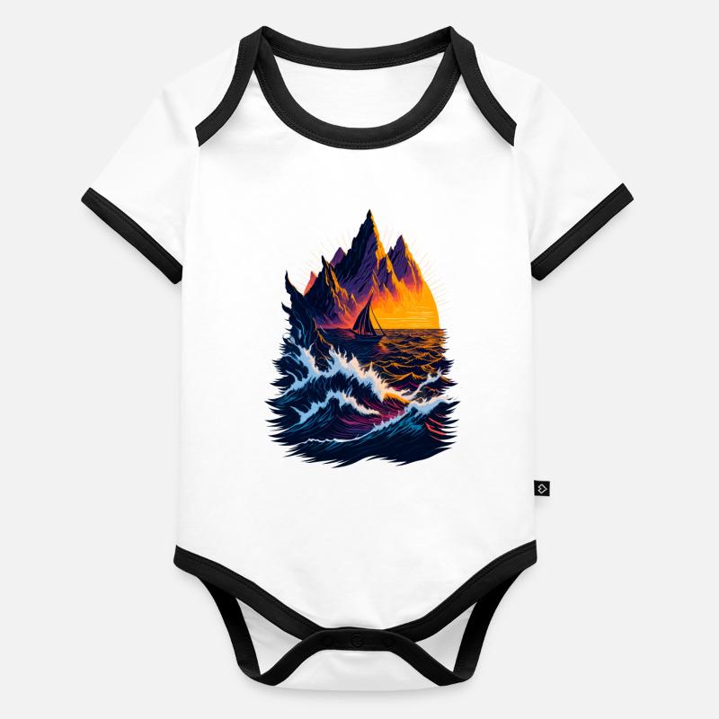 Fantastic landscape illustration Organic Baby Contrasting Bodysuit