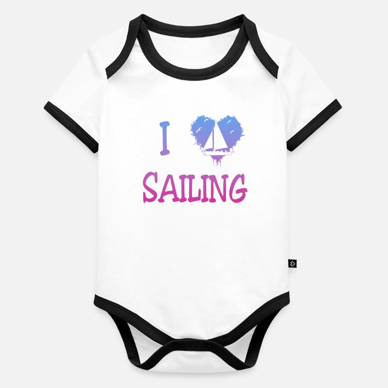 i love sailing Baby Bio-Kurzarm-Kontrastbody