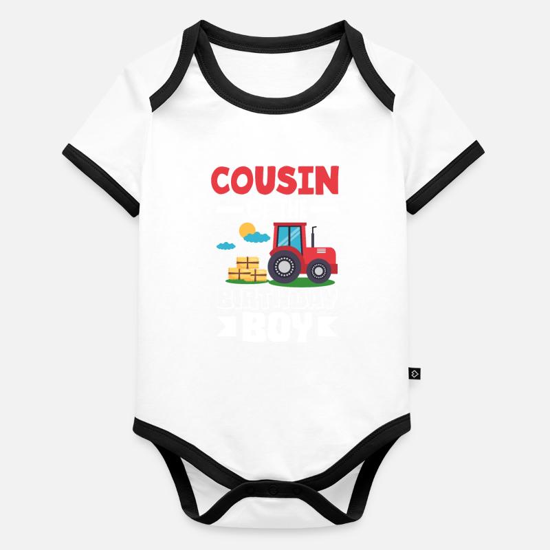 Cousin from Birthday Boy Tractor Organic Baby Contrasting Bodysuit