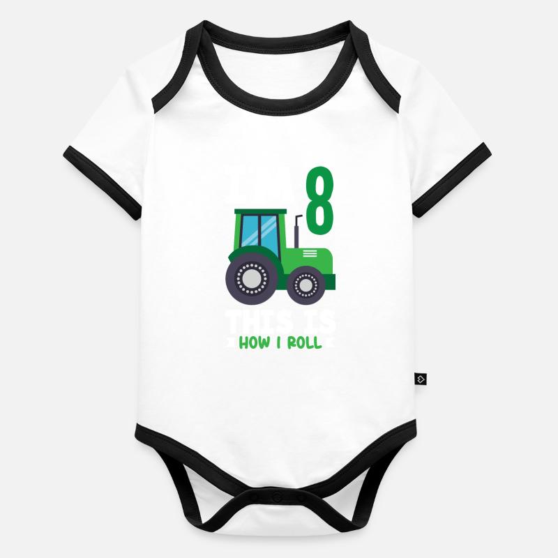 1. Geburtstag Traktor 1 Jahr Geburtstagsshirt Baby Bio-Kurzarm-Kontrastbody
