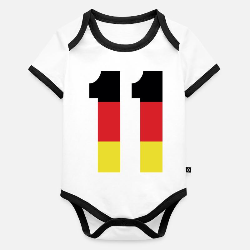 11 Number Germany Jersey Organic Baby Contrasting Bodysuit