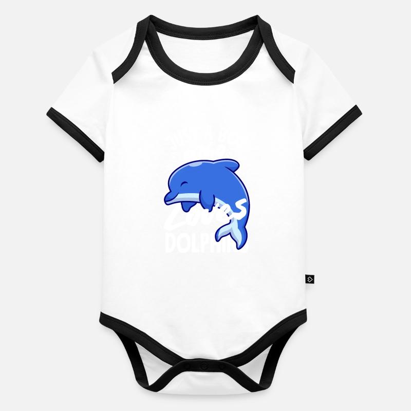 Just a boy who loves dolphins Organic Baby Contrasting Bodysuit