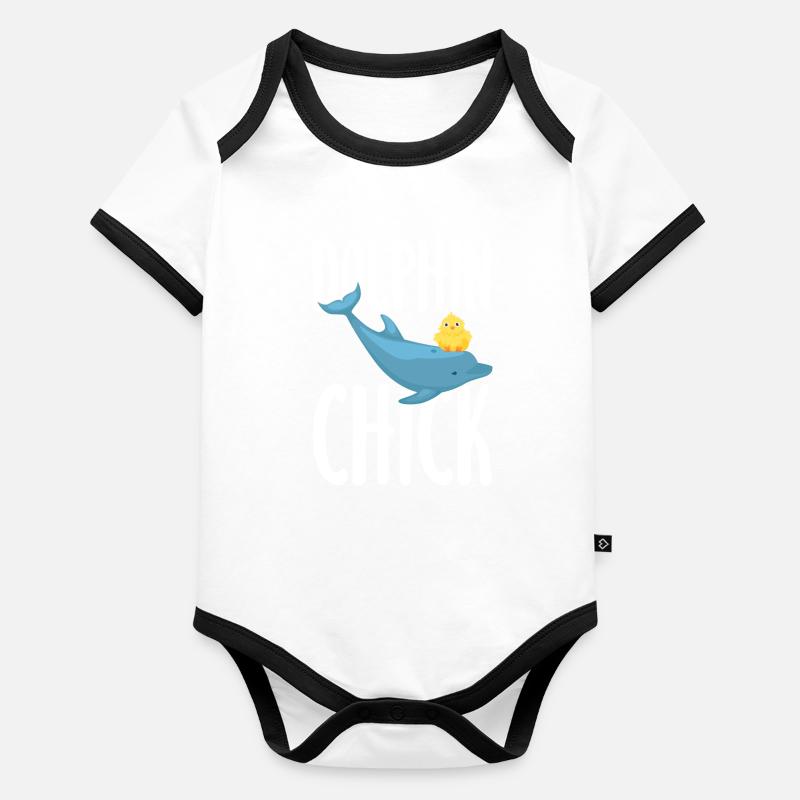 Amitié Dolphin Chick Body Bébé bio contrasté manches courtes