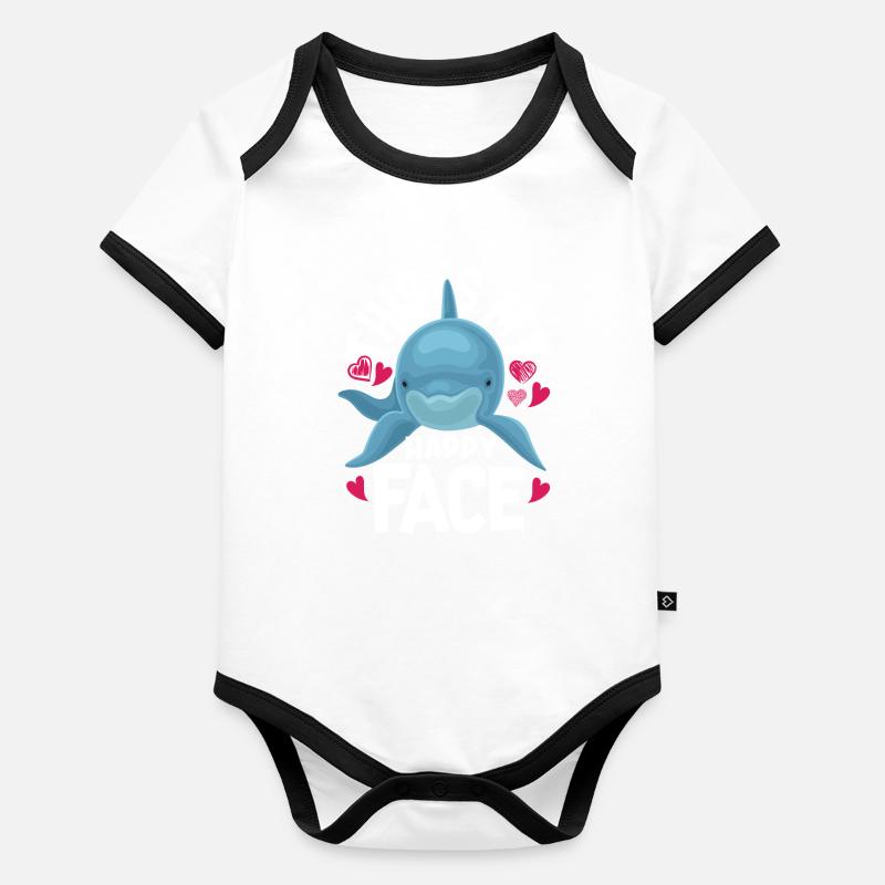 C’est mon dauphin au visage heureux Body Bébé bio contrasté manches courtes