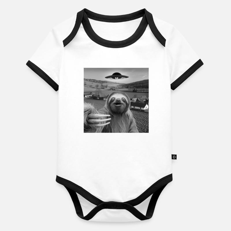 Alien Encounter Sloth Selfie Organic Baby Contrasting Bodysuit