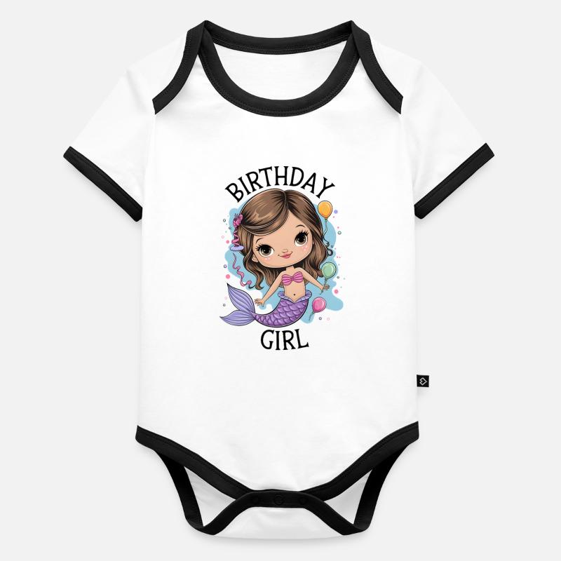 Geburtstag Mädchen Meerjungfrau Baby Bio-Kurzarm-Kontrastbody