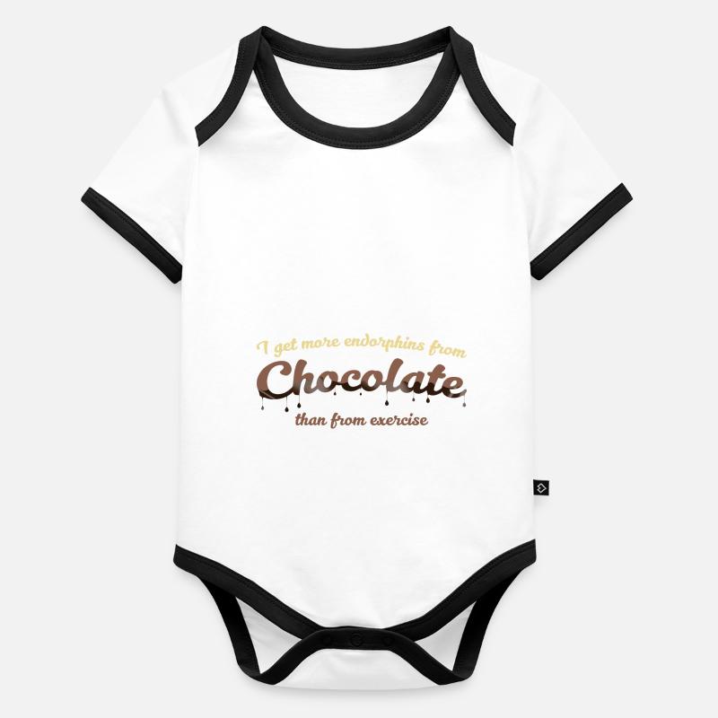 Je tire plus d'endorphines du chocolat que du Body Bébé bio contrasté manches courtes