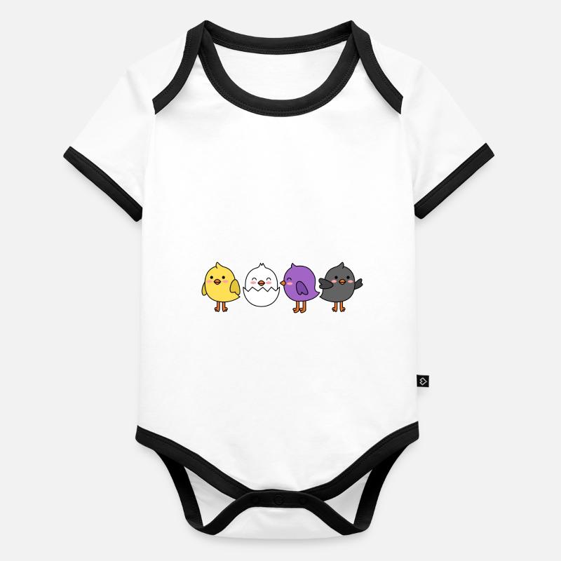 Nonbinary Flag Chick Design für stolze Enbys Baby Bio-Kurzarm-Kontrastbody