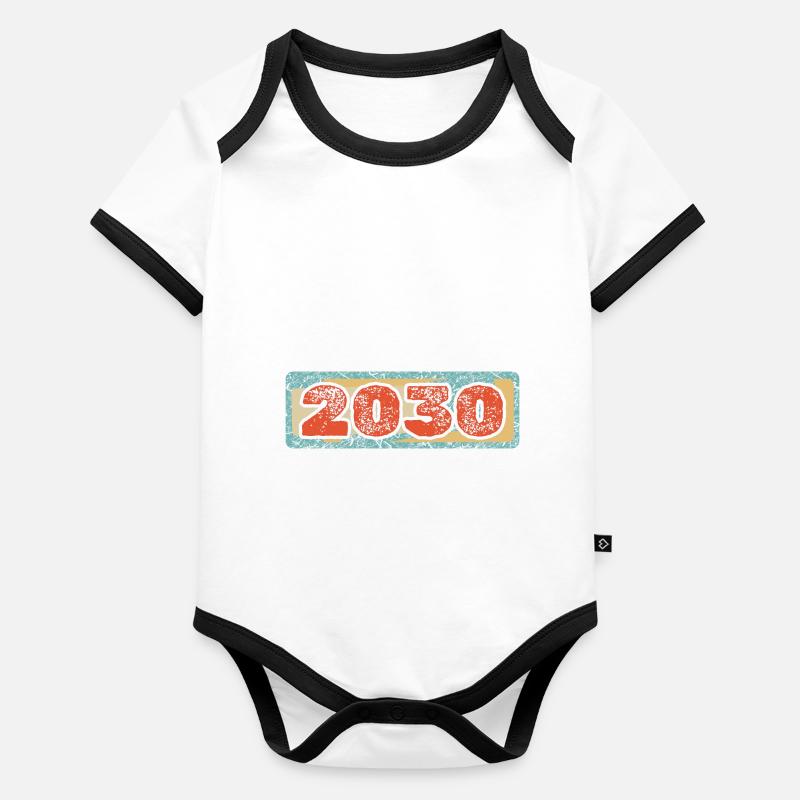 Année 2030 Body Bébé bio contrasté manches courtes