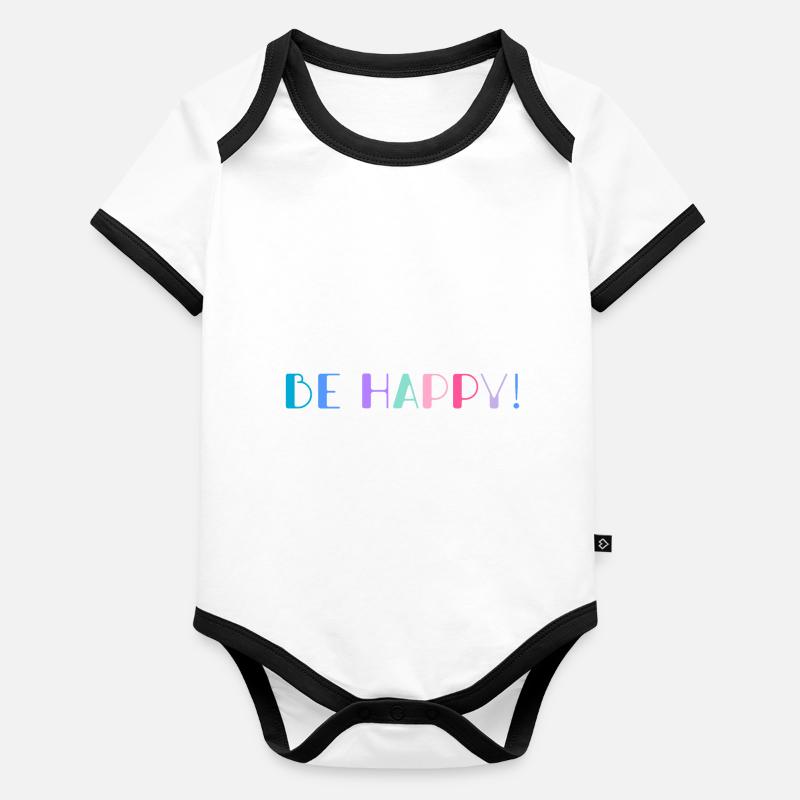 Sei glücklich Regenbogen Baby Bio-Kurzarm-Kontrastbody