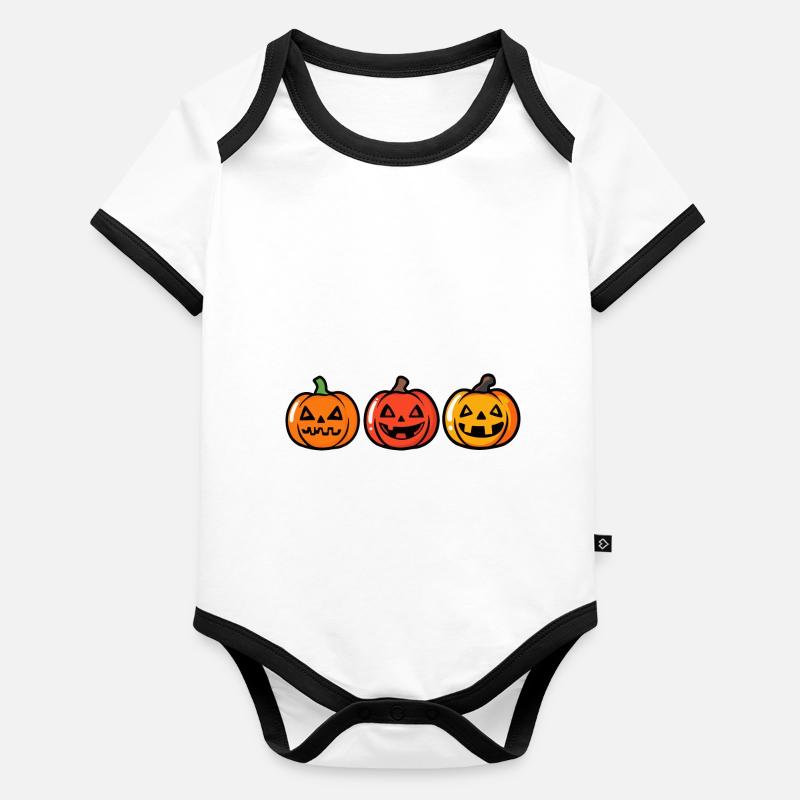 Pumpkin Halloween Cute Organic Baby Contrasting Bodysuit