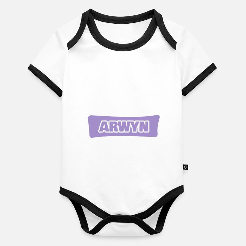 Prénom Arwyn Body Bébé bio contrasté manches courtes