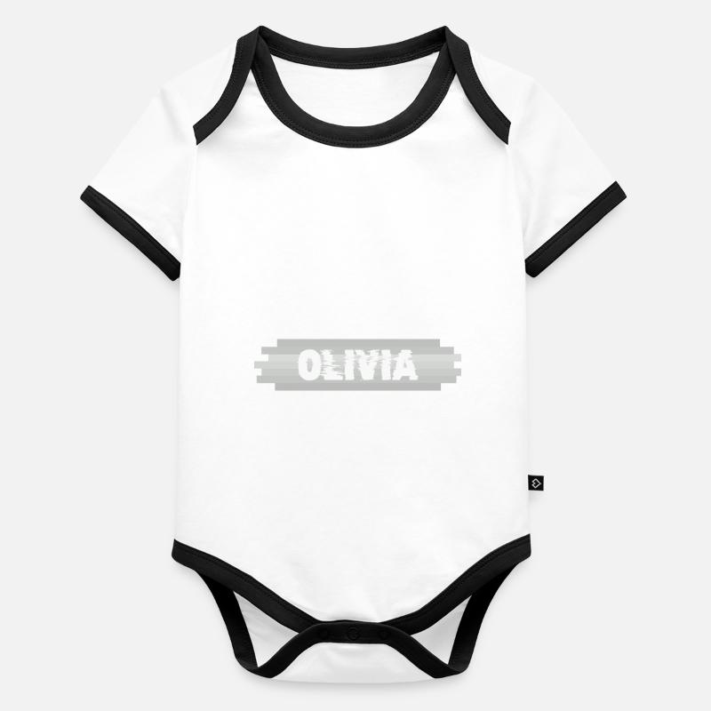 Olivia als Name Baby Bio-Kurzarm-Kontrastbody