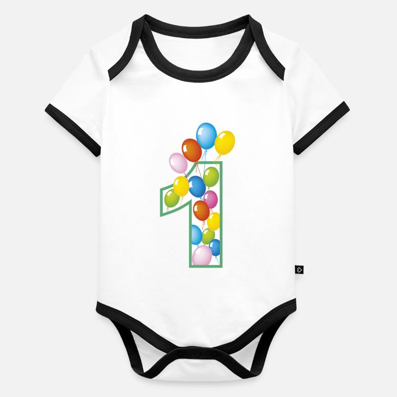 First birthday Organic Baby Contrasting Bodysuit