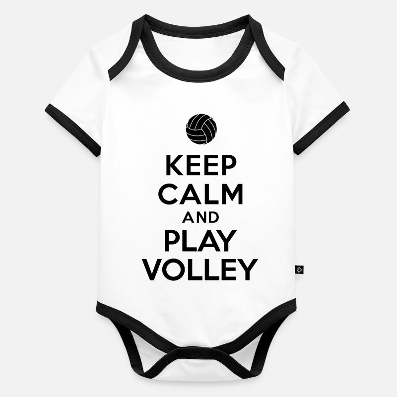 Keep calm and play Volley Body Bébé bio contrasté manches courtes