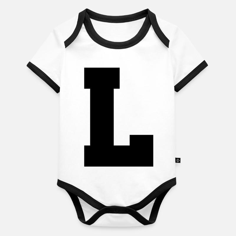 L - majuscule simple, gras et serif Body Bébé bio contrasté manches courtes
