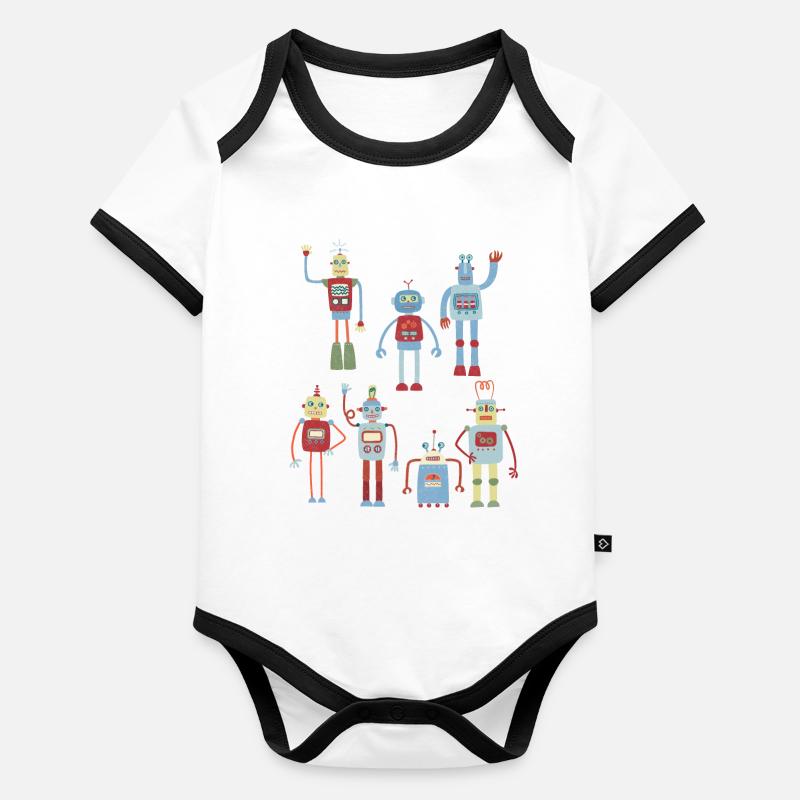 Robots Body Bébé bio contrasté manches courtes