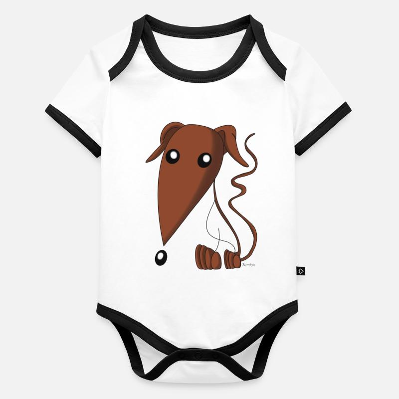 Lévrier espagnol brun Body Bébé bio contrasté manches courtes