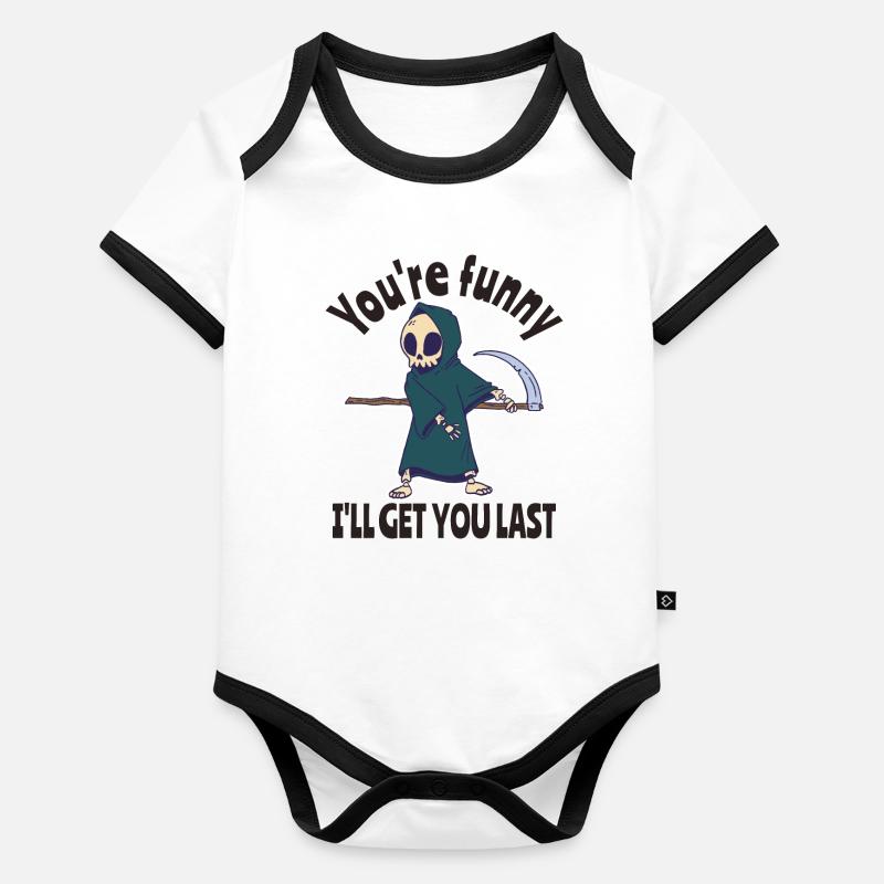 Funny Grim Reaper Skeleton Halloween Costume Organic Baby Contrasting Bodysuit