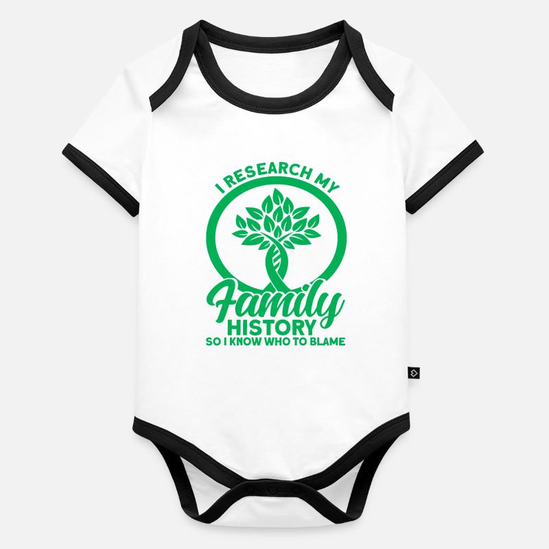 Généalogiste généalogiste Arbre généalogique Geschen Body Bébé bio contrasté manches courtes