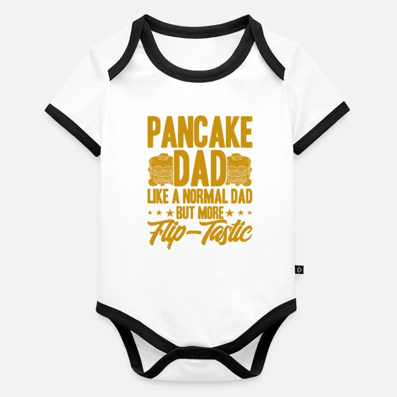 Fluffy Flat Cake Pancake Breakfast Pan Body Bébé bio contrasté manches courtes