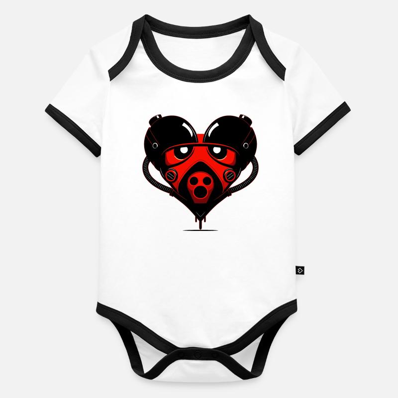 Robot Heart Organic Baby Contrasting Bodysuit