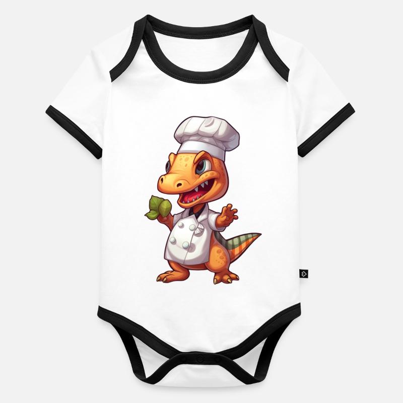 Mignon bébé Velociraptor Chef Body Bébé bio contrasté manches courtes