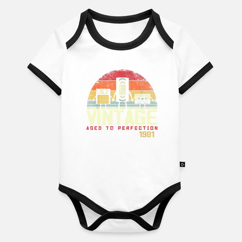 Cadeau Millésime 1981 Body Bébé bio contrasté manches courtes