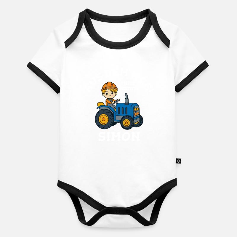 Simon Vorname Traktor Baby Bio-Kurzarm-Kontrastbody