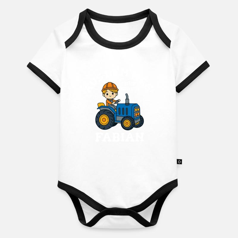 Fabian Vorname Traktor Baby Bio-Kurzarm-Kontrastbody