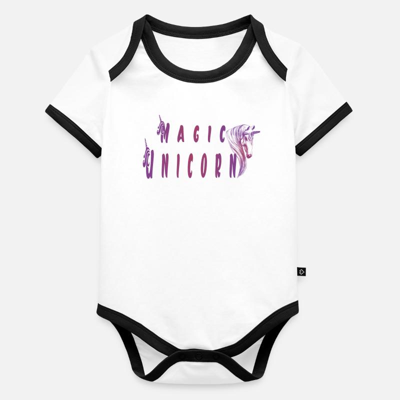 magic unicorn Body Bébé bio contrasté manches courtes