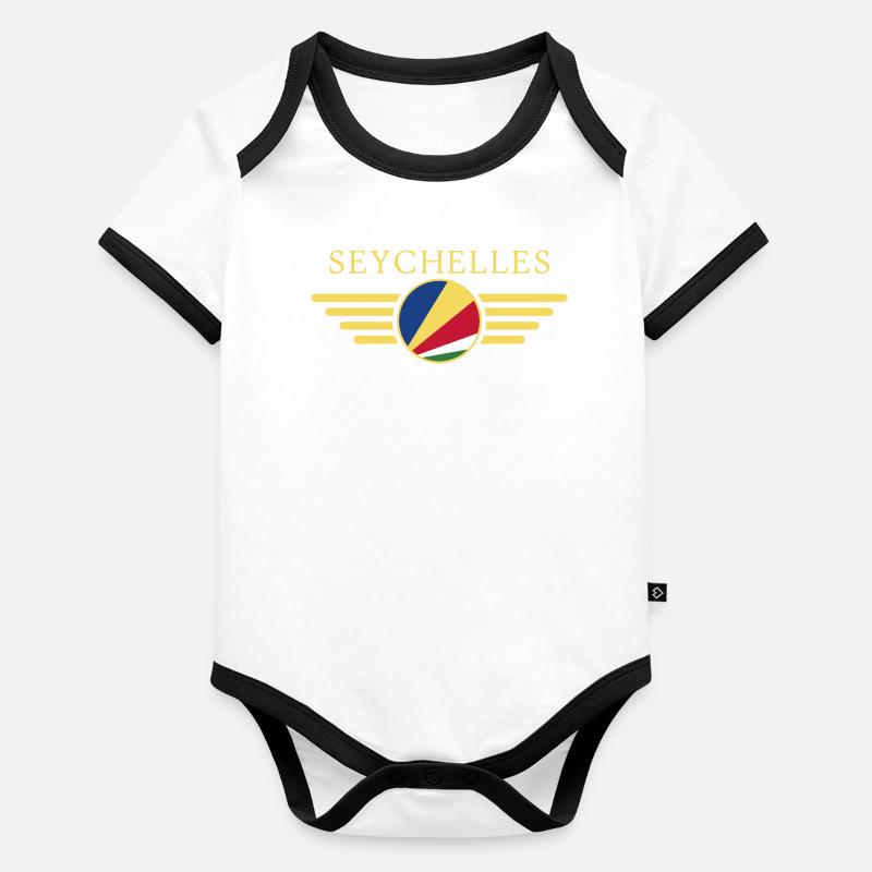 J’aime les Seychelles, T-shirt design de style élégance Body Bébé bio contrasté manches courtes