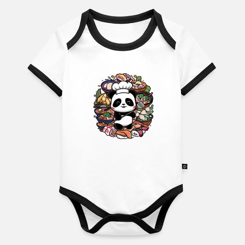 Mignon panda chef cuisine idéal pour le chef Body Bébé bio contrasté manches courtes