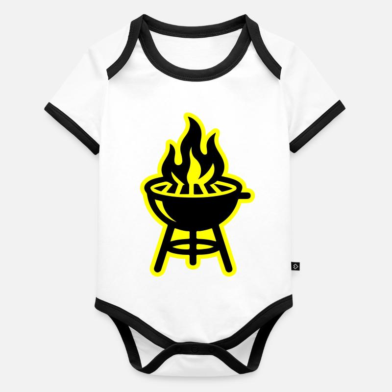 Grill Symbole Feu Body Bébé bio contrasté manches courtes