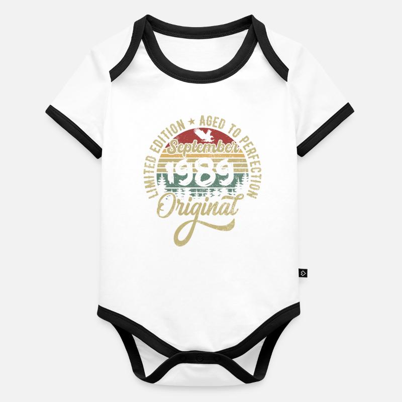 36th birthday September 1989 - 36 years old Organic Baby Contrasting Bodysuit