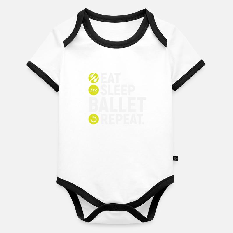 Manger, dormir, ballet, répétition - cadeau Body Bébé bio contrasté manches courtes