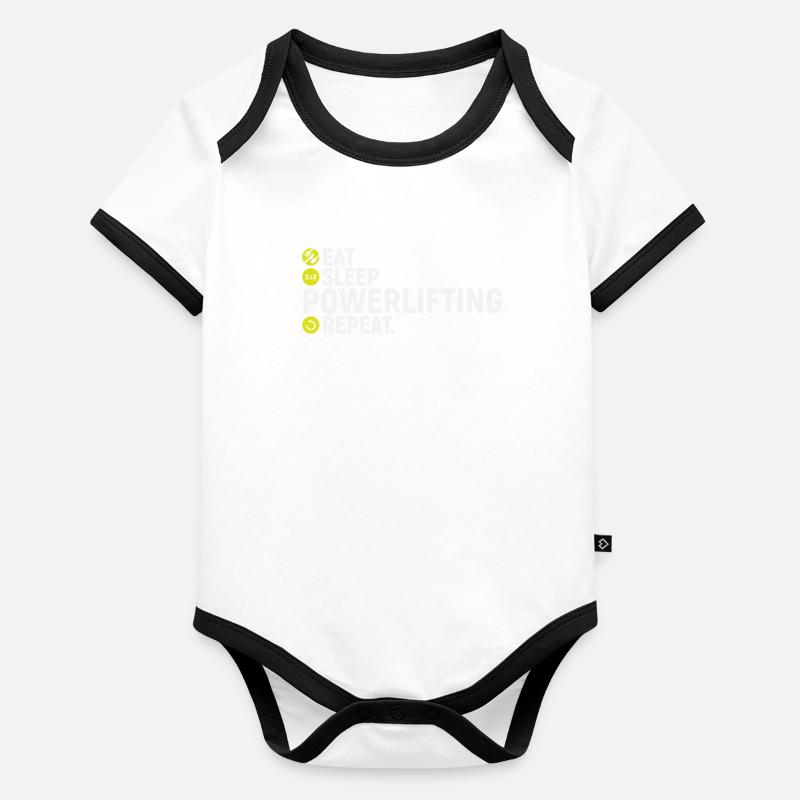 Manger, dormir, dynamophilie, répétition Body Bébé bio contrasté manches courtes